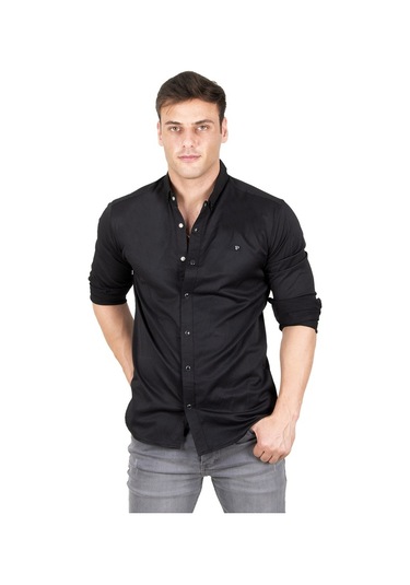 Deepsea Erkek Siyah Çıt Çıt Düğmeli Kot Gömlek 2300413 Siyah
