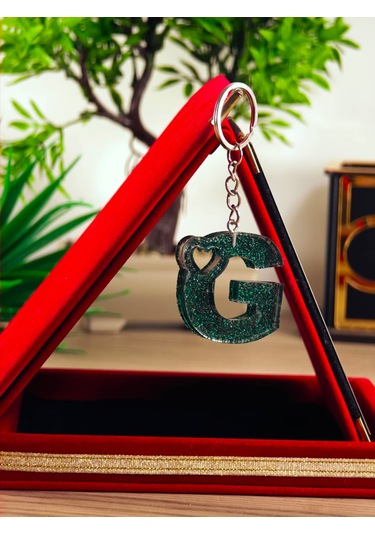 Harfli Anahtarlık Epoksi Kişiye Özel Yapım El Yapımı Harf Anahtarlık Kalp Model Özel Tasarım Hediyelik Ürün Kalp Desenli Simli Anahtarlık Açık Mor