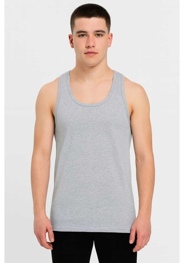 Gri Askılı Erkek Atlet Avantajlı Paket 5 Adet %100 Pamuk Gri