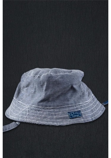 Kız Bebek Lacivert Beyaz Çizgili Losan Şapka Lacivert