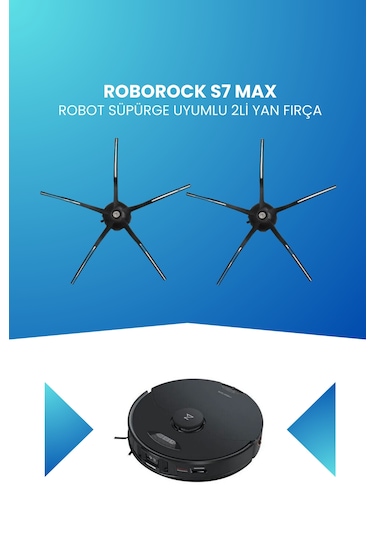 Roborock S7 Max Robot Süpürge Uyumlu 2li Yan Fırça Siyah