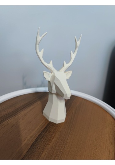 Geyik Figürlü Modern Dekoratif Hediyelik Biblo Kemik Beyazı 22cm Gizzstore Home