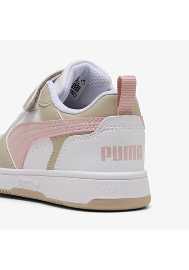 Puma Rebound V6 Low Çocuk Krem/pembe Spor Ayakkabı 397419 Beyaz