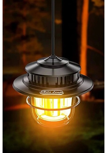 Taşınabilir Retro Fener Su Geçirmez Dış Mekan Güçlü Led Kamp Bahçe Feneri Dekor