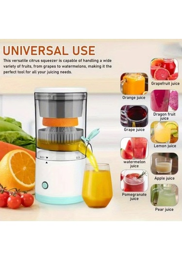 Xuweiwei Beyaz Usb Şarjlı Portatif Meyve Sıkacağı Yüksek Verimli Çok Amaçlı Beyaz
