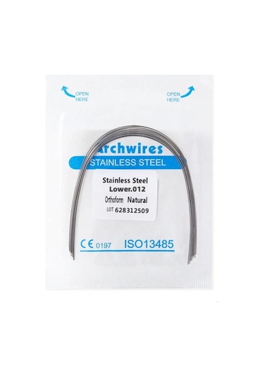 10 Adet/paket Ortodonti Archwires Paslanmaz Çelik Diş Yuvarlak/dikdörtgen Tel Parantez Doğal Form Diş Hekimi Malzemeleri Üst Whıte