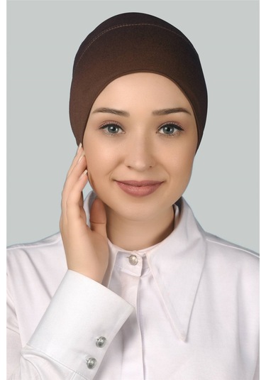 Altobeh Hazır Pratik Geçmeli Uzun Boru Tesettür Bonesi - Çikolata