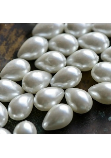 Kafebizu Cam İnci Boncuklar 30 Adet Beyaz, 13x9 Mm 146226805