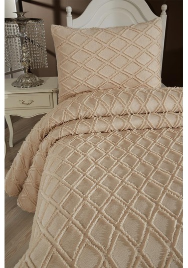 Çeyiz Diyarı Vesya 2 Parça Tek Kişilik Pike Takımı Bej Bej