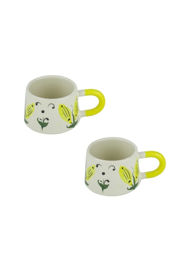 Kupa Bardak Kupa Seramik Mısır Desenli 2'li Set 200 Ml