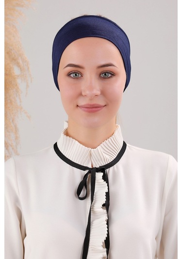 Sihirli Yapışkanlı Kaymayan Bandana Spor Bone Lacivert Lacivert