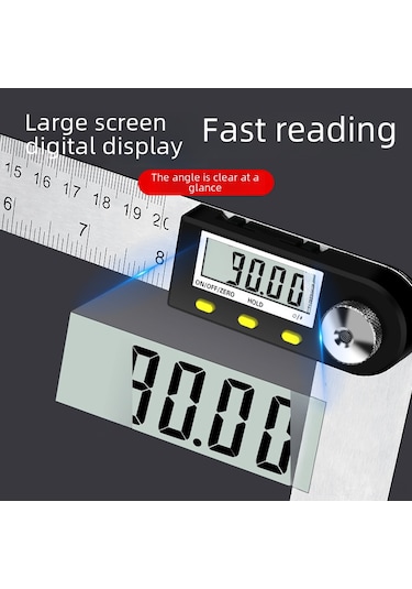Shineyee Ahşap İşleri İçin Dijital Açı Ölçer, 0-200mm, Yüksek Hassasiyetli, Paslanmaz Çelik, Ekonomik Model, Açı Ölçüm Aleti