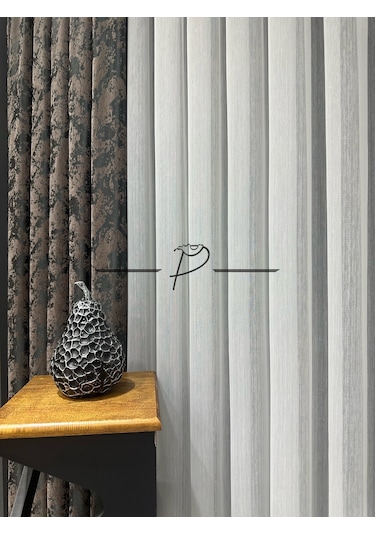 Tül Perde Simli Balık Sırtı Desen Ultra Dökümlü Etek Kurşun Sarımlı Çok Renkli