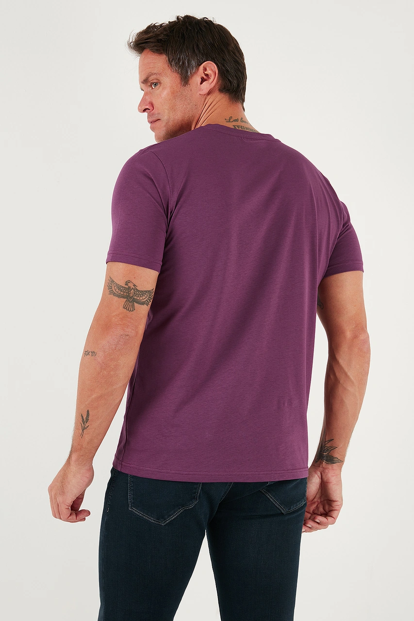 Buratti Yazı Detaylı Pamuklu Regular Fit Bisiklet Yaka Erkek T Shirt 59020203 Mürdüm
