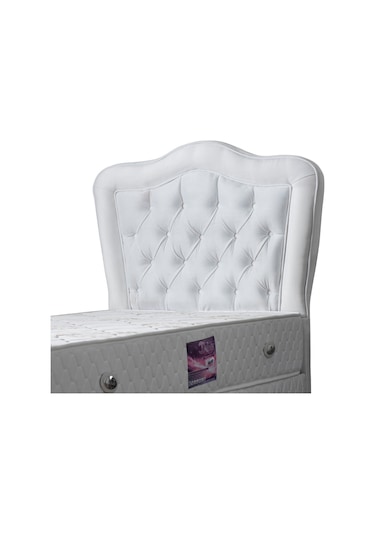 Setaymobilya Baza, Camelli Beyaz Tek Kişilik Baza + Başlık + Ortopedik Yatak