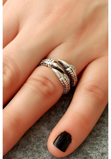 3 Tırnaklı Pençe Şekilli Kadın & Erkek Yüzük Gümüş Kaplama Ayarlanabilir El Yapımı Unisex Yüzük