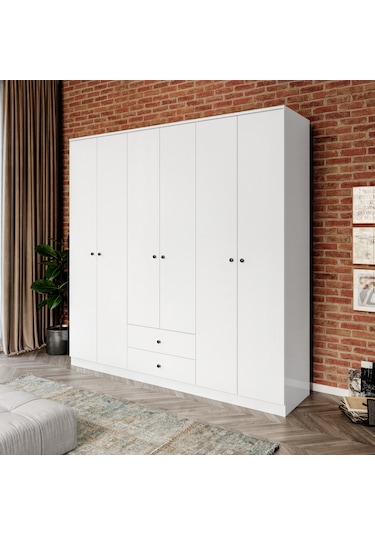 Diamond White 6 Kapaklı,2 Çekmeceli Dolap/gardırop %100mdf