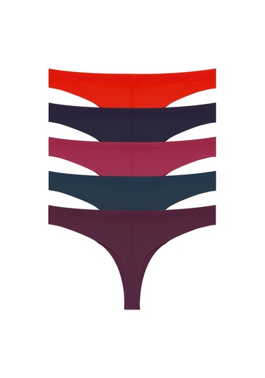 Basic Lazer Kesim File Lastikli Brezilya Külot 5'li Paket - 2 Renkli-9 Çok Renkli