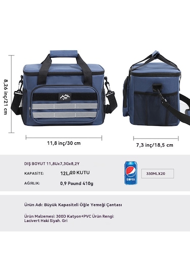 Büyük Kapasiteli Taze Tutma Piknik Sıcak Çantası-lacivert