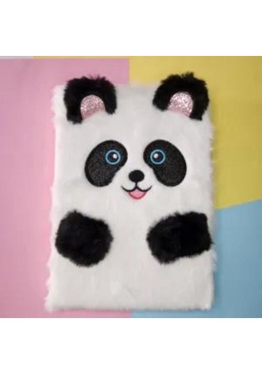 Peluş Çizgili Sevimli Panda Tasarımlı Defter renkli