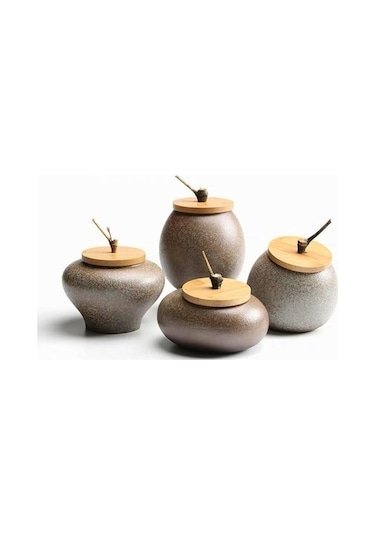 Pazly Seramik Çay Kutusu Kurutulmuş Meyve Depolama Tankı Kaba Çömlek Teneke Mühürlü Şişe Baharat Kavanoz Çay Caddy Hediyelik Diğer