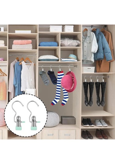 Açık Yeşil-ağır Paslanmaz Çelik Asma Kancaları Klipler Ev Depolama Kurutma Klip Yorgan Battaniye Yatak Çarşafı