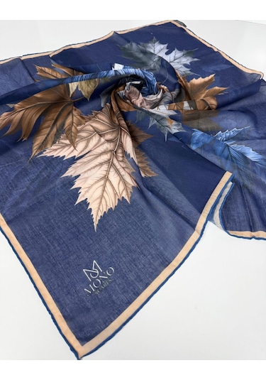 Mono Scarfs Soft Pamuk Eşarp-90 X 90 -06109 Lacivert-kahve