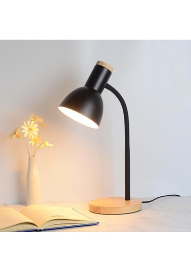 Petrix 34614 Ahşap Tabanlı Nordic Usb Masa Lambası Siyah