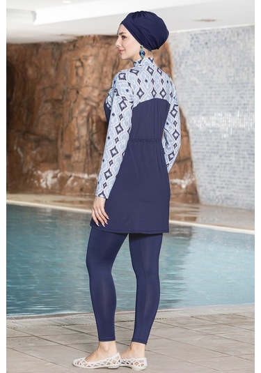 Likralı Tam Kapalı Tesettür Mayo 1256-170 Lacivert Lacivert