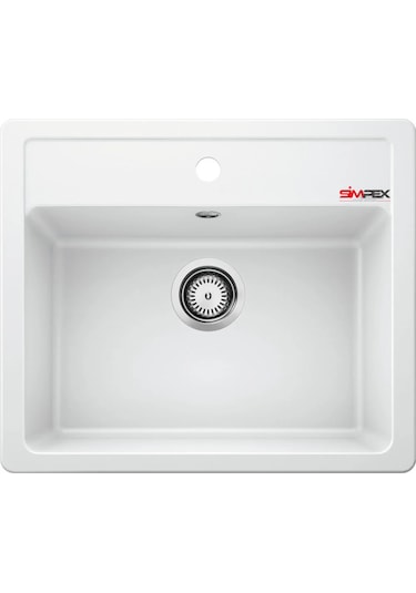 Simpex Tek Göz Tezgah Üstü&tezgaha Sıfır Uyumlu Beyaz 49x50cm