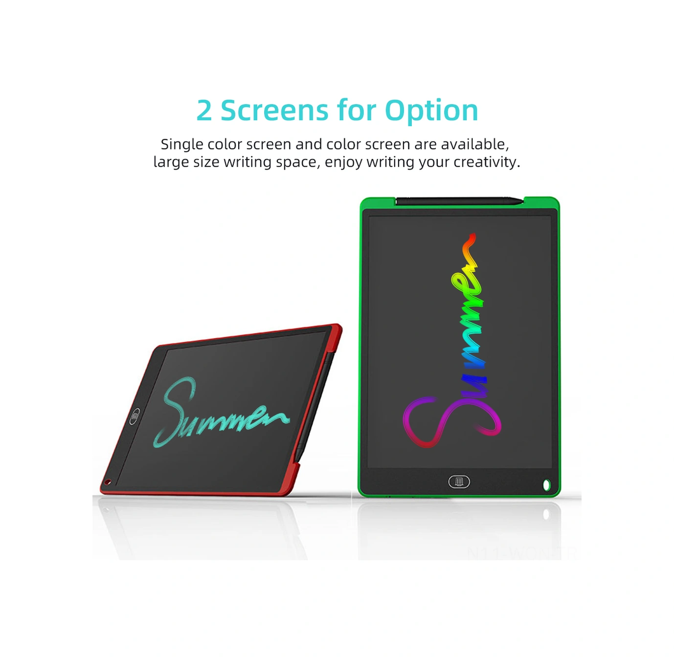 Neevoyu 12 İnç Lcd Tek Renkli Çocuk Çizim Tahtası - Tek Tuşla Silme Ve Kilitleme Fonksiyonu - Pembe Dahili Düğme Pil Pembe