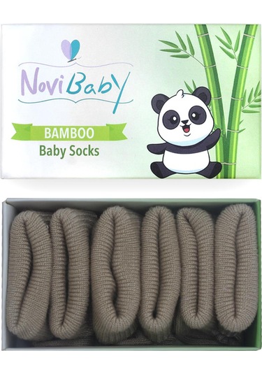 Novibaby 3'lü Bambu Yenidoğan Bebek Çorabı I Beige I 0-6 ay "Karışık Renkli"