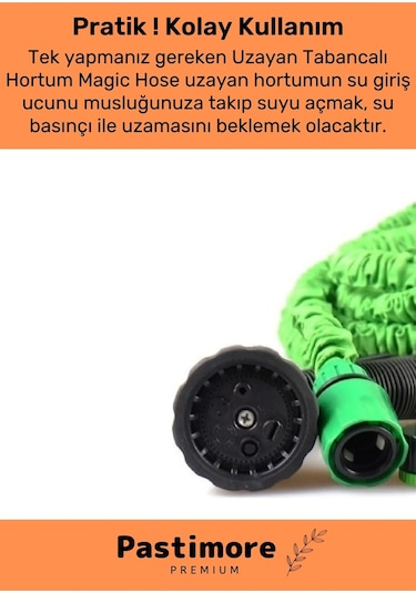 Dayanıklı Kırılmaz 3 Modlu Uzayan Bahçe Sulama Araç Yıkama Hortumu 30 Metre