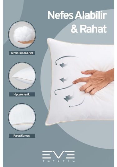 Eve Tekstil 10 Adet Yellow Dream Serisi Fermuarlı Antialerjik Silikon Elyaf Dolgulu Yastık 50x70cm 1200gr