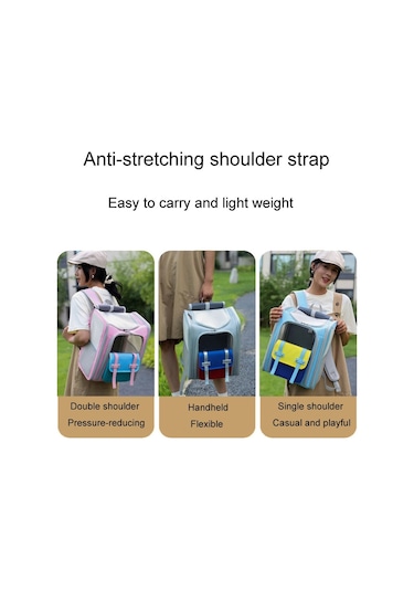 Cbtx Kare Katlanabilir Kediler Sırt Çantası Evcil Hayvanlar Açık Taşınabilir Çift Omuz Çantası Model 8 Mavi