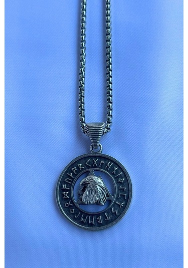 Kartal Viking Run El İşçiliği Paslanmaz Çelik Zincir Erkek Kolye Gümüş