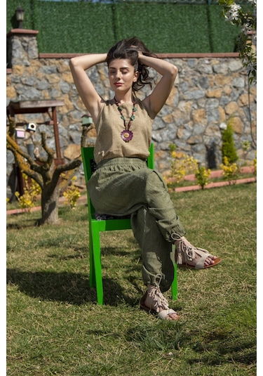 Kolsuz Poplin Zeyno Bluz Toprak Tprk Toprak