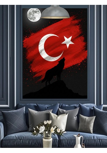 Kurt Ve Türk Bayrağı Dekoratif Kanvas - Mdf Ahşap Tablo