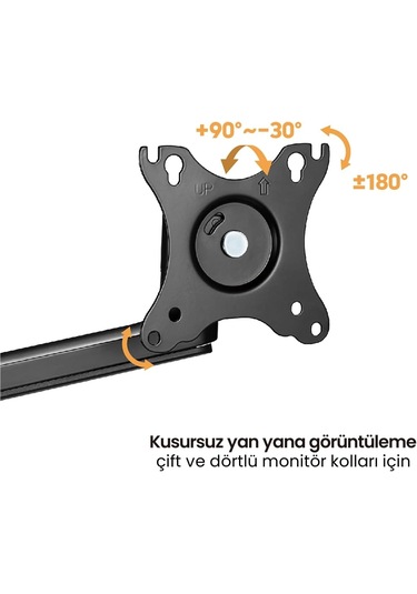 Ergonomik Premium 17''-32'' Ekranlar İçin Vesa Uyumlu 2'li Monitör Tutucu