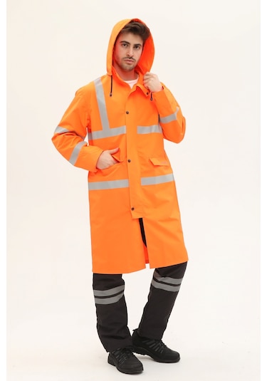 Uniprom Yağmurluk Reflektörlü Yüksek Görünürlü Neon Turuncu