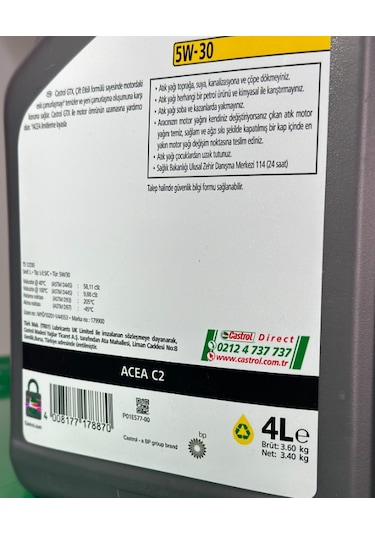 Castrol GTX Diesel 5W-30 C2 Motor Yağı 4 L