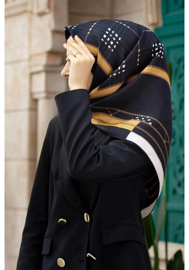 Vissona Twill İpek Eşarp Siyah, Gold