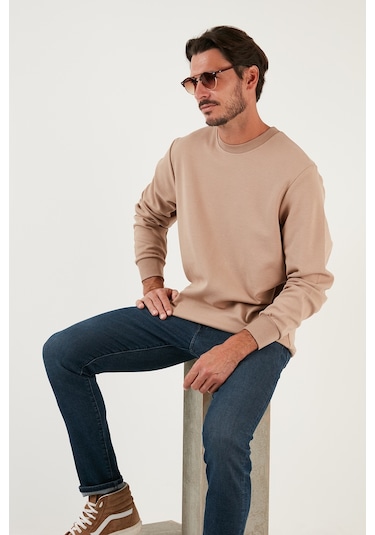 Buratti Pamuklu Bisiklet Yaka Regular Fit Basic Erkek Sweat 5905521 Vizon