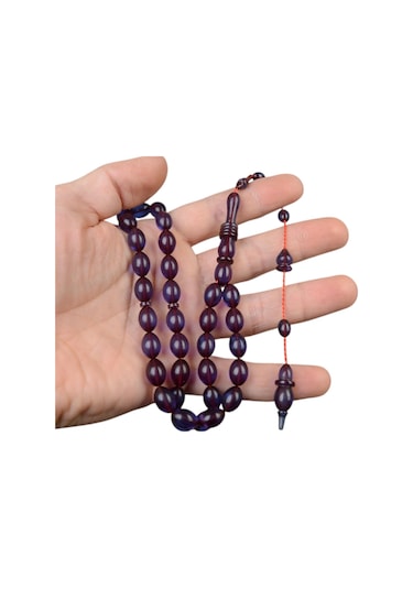 Arpa Kesim 8x11 Mm Ateş Kehribar Sistem Püsküllü Tesbih Kırmızı