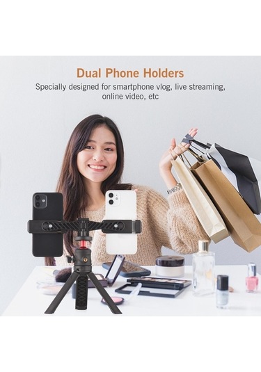 Novahub Çok Fonksiyonlu Akıllı Telefon Video Kiti, 2 Telefonlu Tripod Montaj, Led Işık Ve Mikrofon Dahil