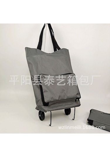 Yifomall Siyah Oxford Kumaş Çekçekli Alışveriş Çantası - Katlanabilir, Taşınabilir, Çift Fonksiyonlu Seyahat Ve Depolama Çantası Diğer