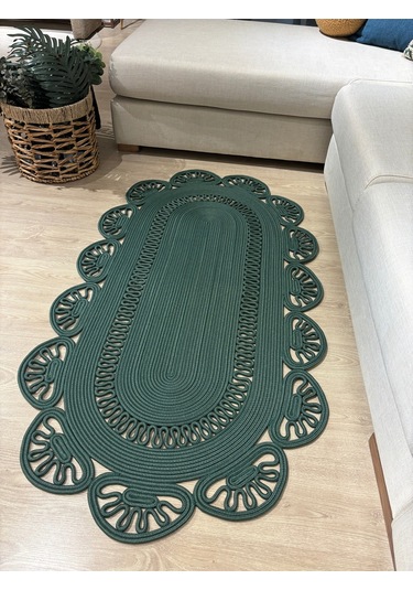 Matrix Jüt Kilim, Paspas, Mutfak Halısı, Banyo Paspası, Kilim, Halı, Oturma Odası Halısı Yeşil