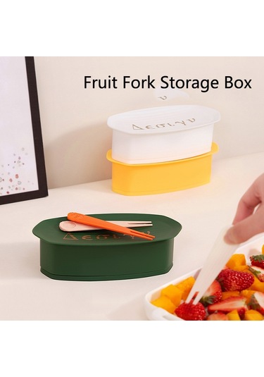 Sones Meyve Çatalı Saklama Kutusu Toz Geçirmez Atıştırmalık Çatalı Kutusu Beyaz Beyaz