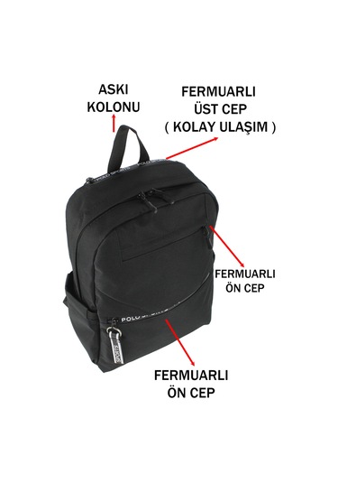 Siyah Okul Sırt Çantası Ortaokul Lise Geniş İç Hacim Su Geçirmez Kumaş Yandan Cepli Siyah