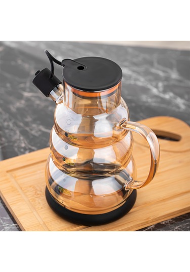 Porsima 3617-1 Kapaklı Borosilikat Cam Yağlık Sirkelik Yağdanlık 1000ml Siyah Siyah